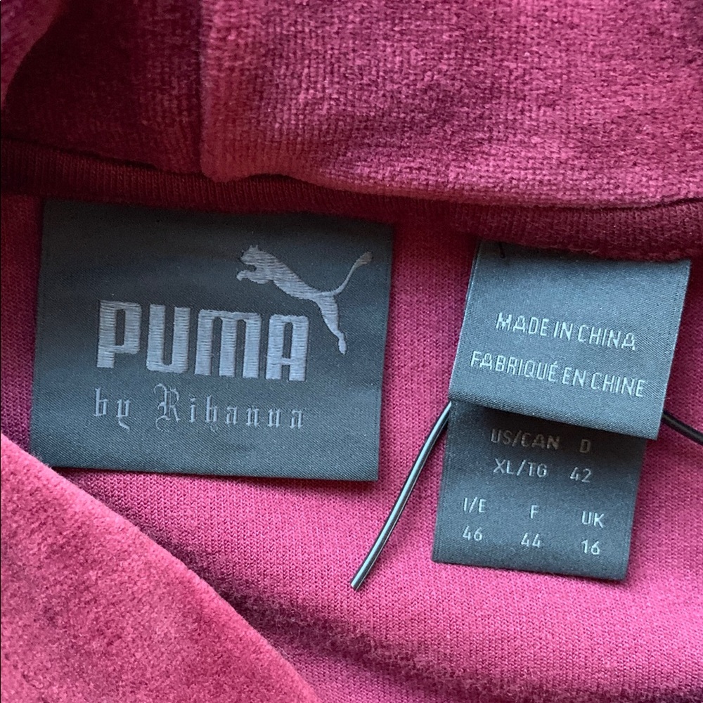 Puma by Fenty Rihanna XL Women's Velour Burgundy Hoodie Excellent Condition - Picture 7 of 10
